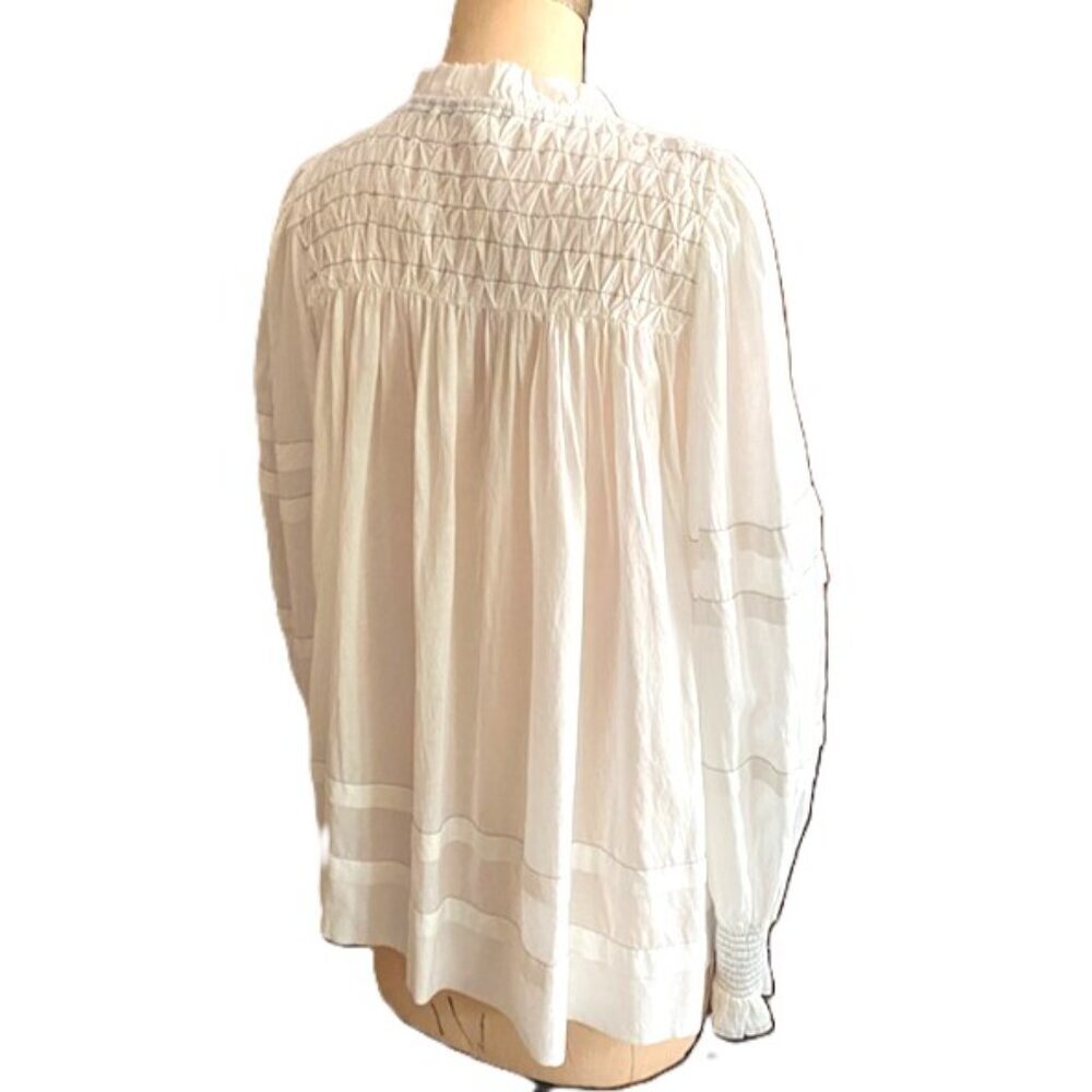 Anthropologie Long-Sleeve Airy frilly Babydoll Peasant Pirate Tunic Blouse top - Picture 9 of 16